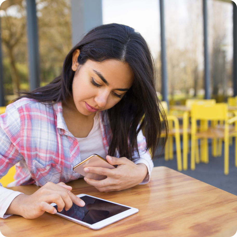 Student using phone